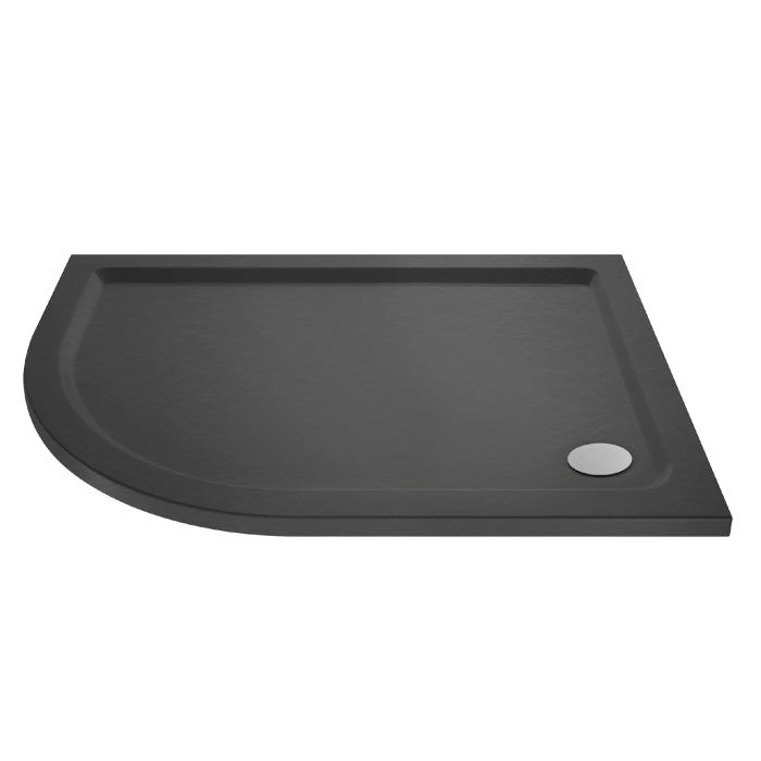 Dezine Slate Grey Left Hand Offset Quadrant Shower Tray, Corner Waste-1000mm x 800mm-Left Handed