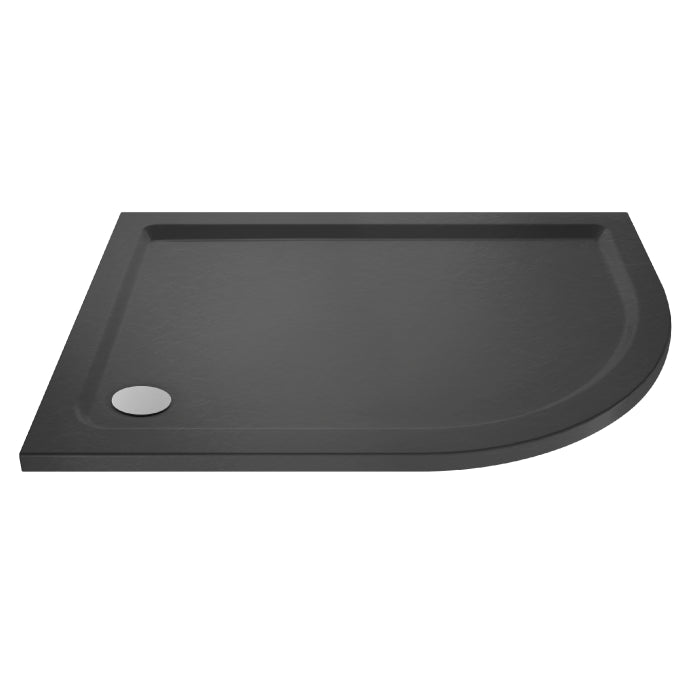 Dezine Slate Grey Left Hand Offset Quadrant Shower Tray, Corner Waste-900mm x 760mm-Right Handed