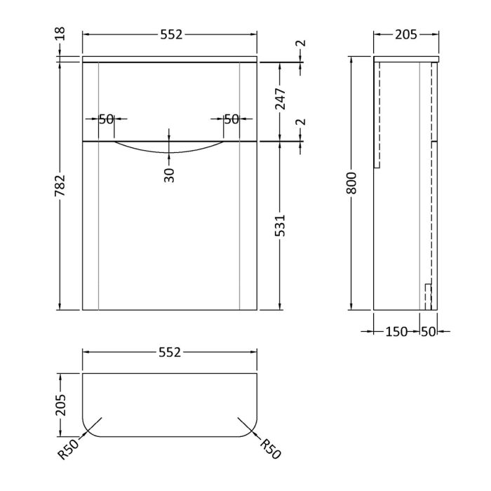 Dezine Derwent 550mm Satin White WC Unit