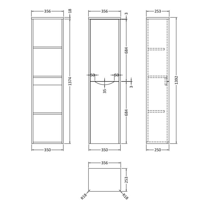 Dezine Derwent 350mm Satin White Tall Storage Unit