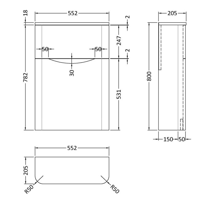 Dezine Derwent 550mm Satin Grey WC Unit