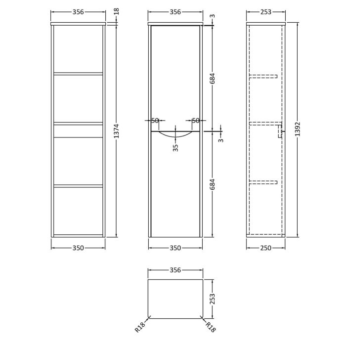 Dezine Derwent 350mm Satin Grey Tall Storage Unit