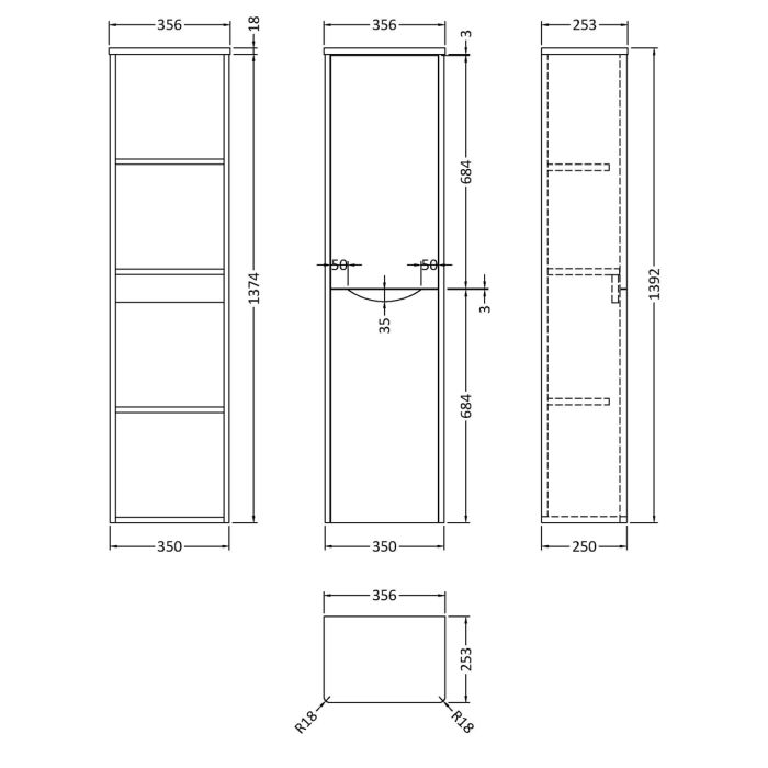 Dezine Derwent 350mm Satin Blue Tall Storage Unit