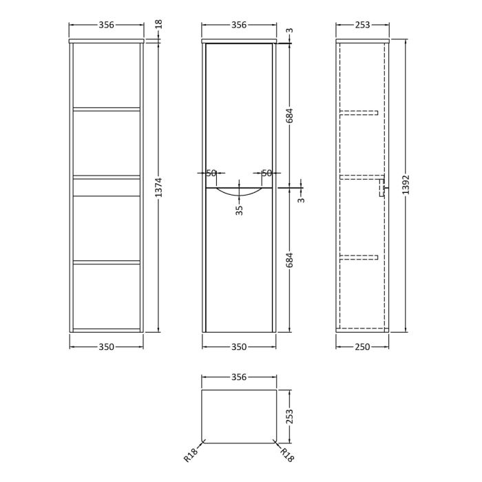 Dezine Derwent 350mm Satin Green Tall Storage Unit