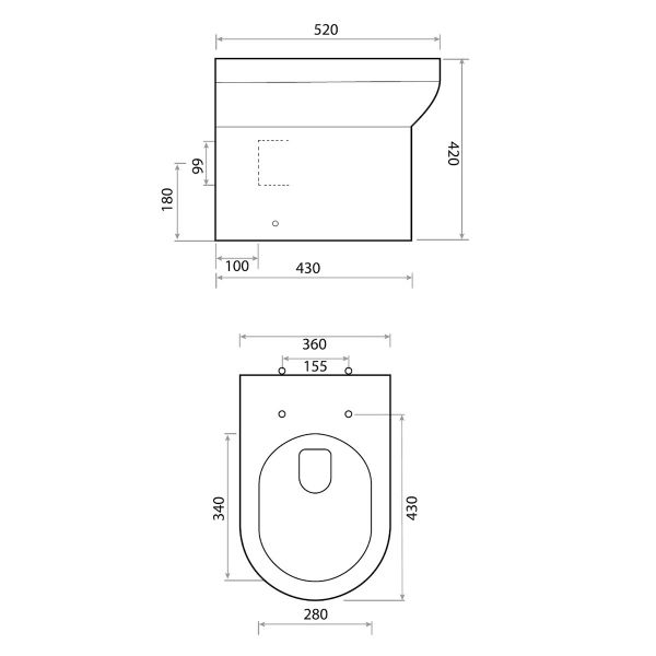 Dezine Meavy Back To Stort Toilet with Quick Release Soft Close Seat