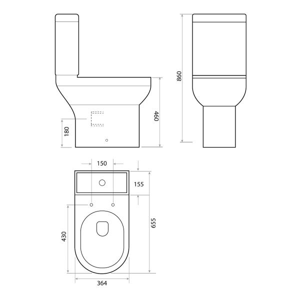 Dezine Meavy Comfort Height Close Coupled Toilet with Soft Close Seat