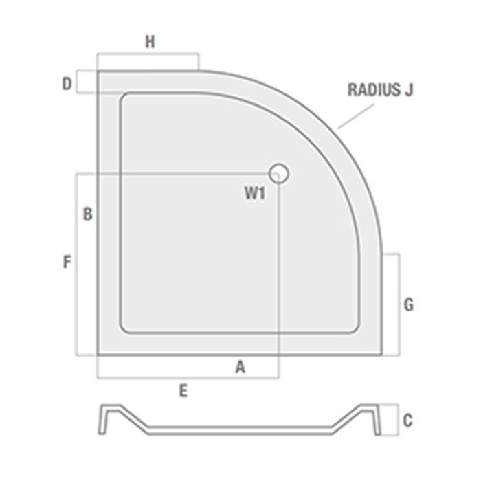 Dezine 800 x 800mm Quadrant Shower Tray