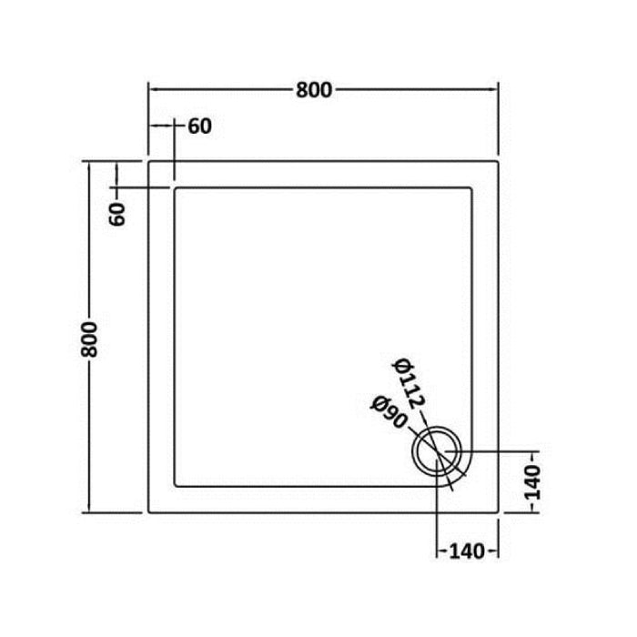 Dezine Slate Grey Square Shower Tray, Corner Waste-800mm x 800mm