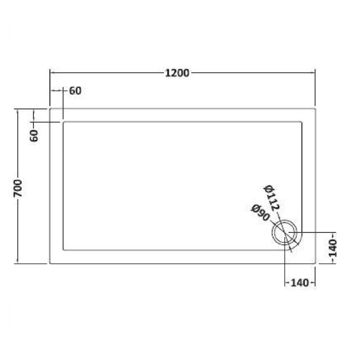 Dezine Slate Grey Rectangular Shower Tray, Corner Waste-1000mm x 700mm