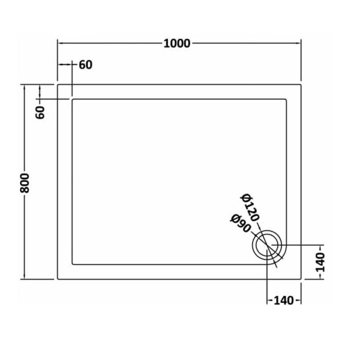 Dezine Slate Grey Rectangular Shower Tray, Corner Waste-1000mm x 800mm