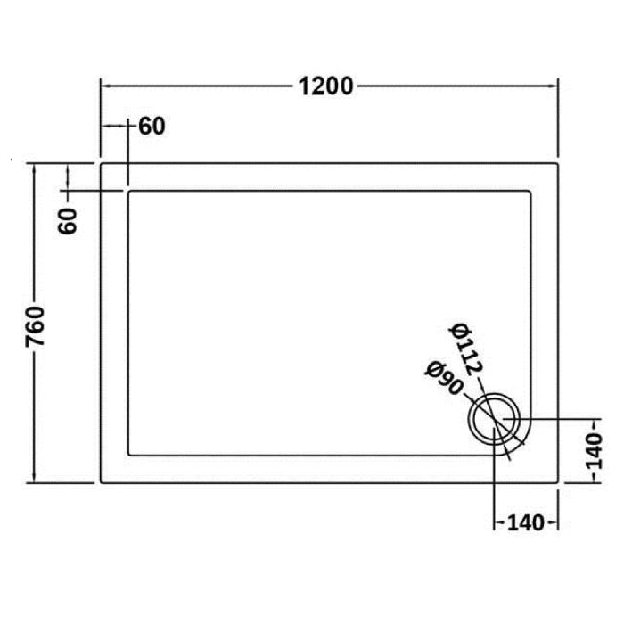 Dezine Slate Grey Rectangular Shower Tray, Corner Waste-1200mm x 760mm