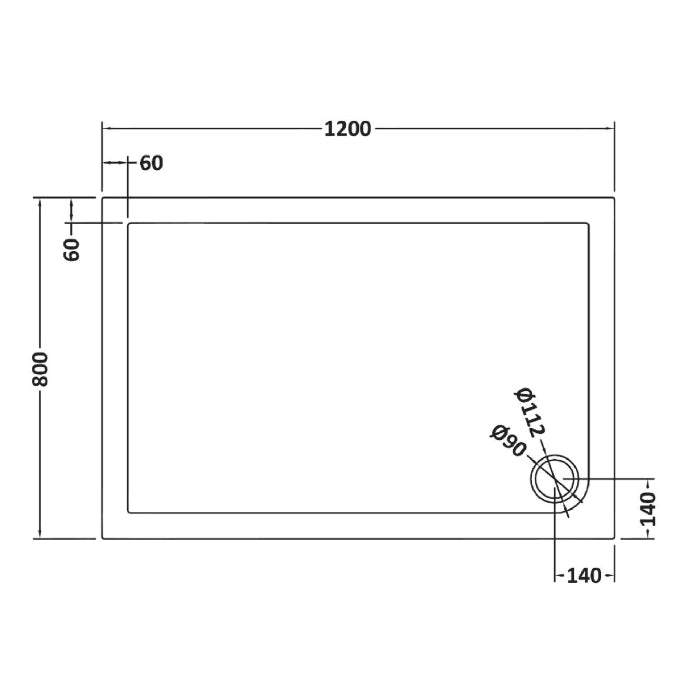 Dezine Slate Grey Rectangular Shower Tray, Corner Waste-1200mm x 800mm