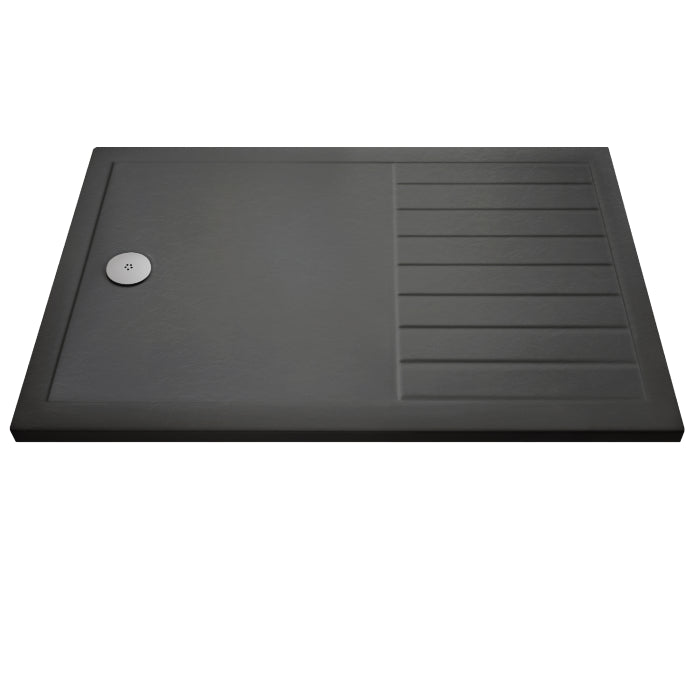 Dezine Slate Grey Walk In Shower Tray, End Waste-1400mm x 800mm