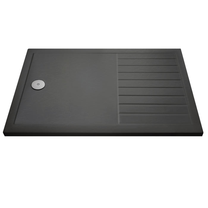 Dezine Slate Grey Walk In Shower Tray, End Waste-1400mm x 900mm