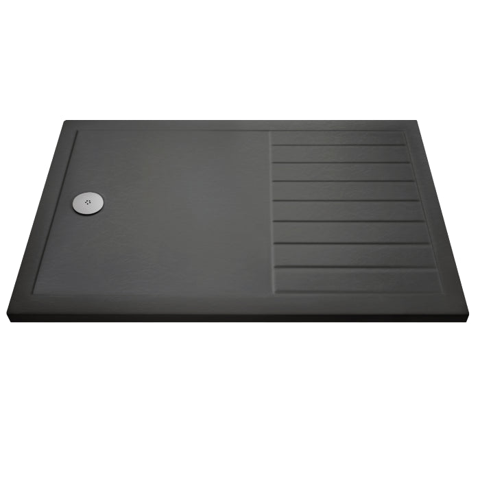 Dezine Slate Grey Walk In Shower Tray, End Waste-1600mm x 800mm