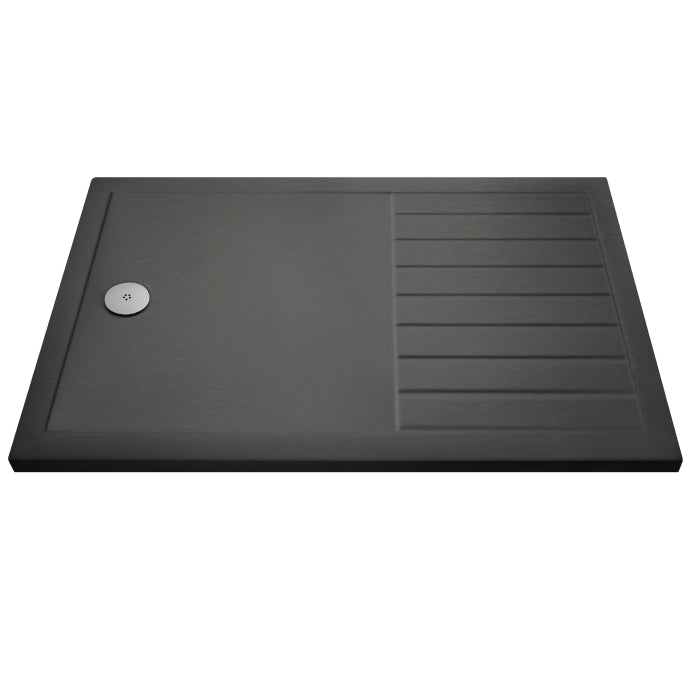 Dezine Slate Grey Walk In Shower Tray, End Waste-1700mm x 800mm