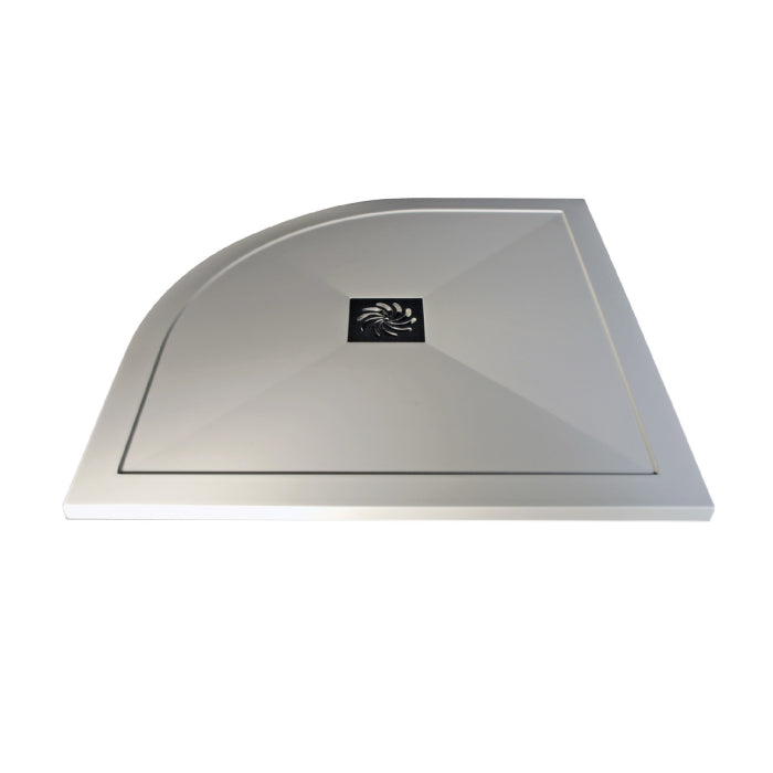 Dezine 25mm Offset Quadrant Slim Shower Tray, Center Waste-1000mm x 800mm-Left Handed