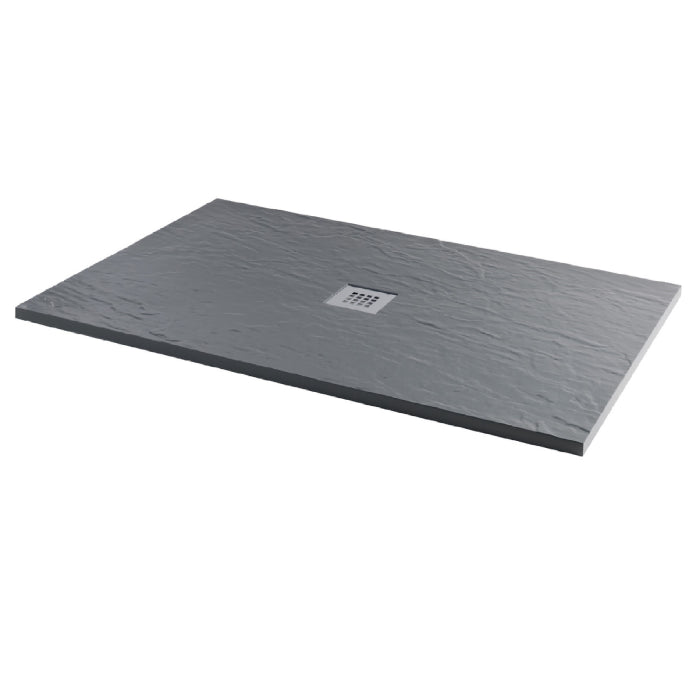 Dezine 25mm Anthracite Rectangular Slate Shower Tray, Center Waste-1000mm x 800mm