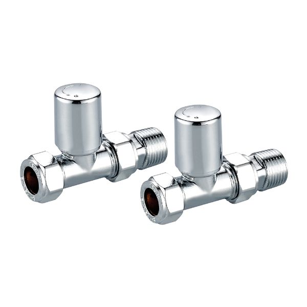 Dezine Designer Straight Towel Rail Valves Pair - Chrome