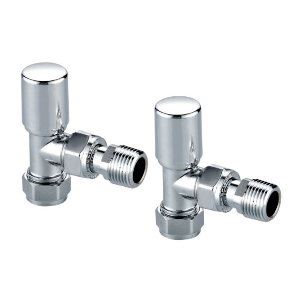 Dezine Designer Angled Towel Rail Valves Pair - Chrome