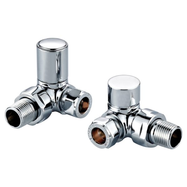 Dezine Designer Corner Towel Rail Valves Pair - Chrome