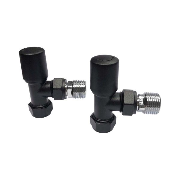 Dezine Designer Angled Towel Rail Valves Pair - Black