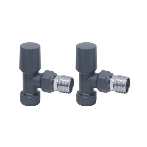 Dezine Designer Angled Towel Rail Valves Pair - Anthracite