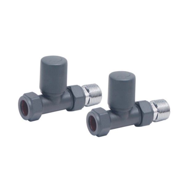 Dezine Designer Straight Towel Rail Valves Pair - Anthracite