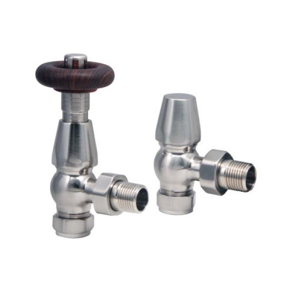 Dezine Designer Angled Radiator Valves Pair - Nickel