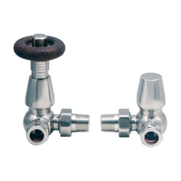 Dezine Designer Corner Radiator Valves Pair - Nickel