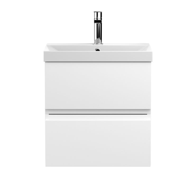 Dezine Dove 500mm Satin White Stort Hung Vanity Unit