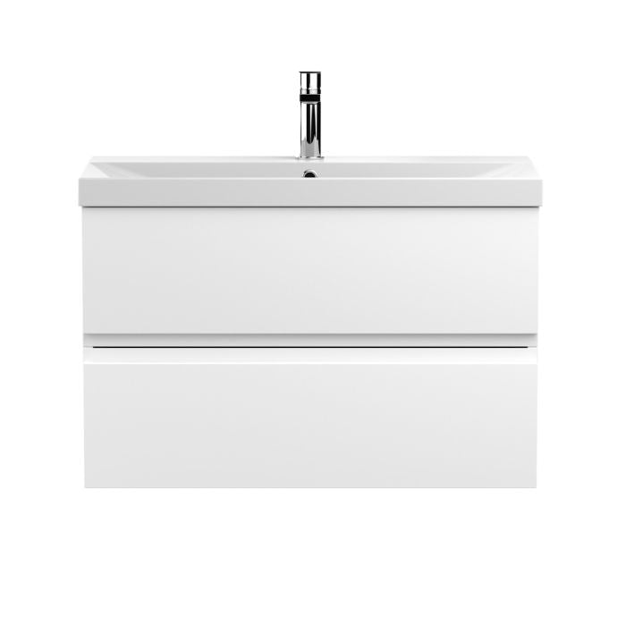 Dezine Dove 800mm Satin White Stort Hung Vanity Unit