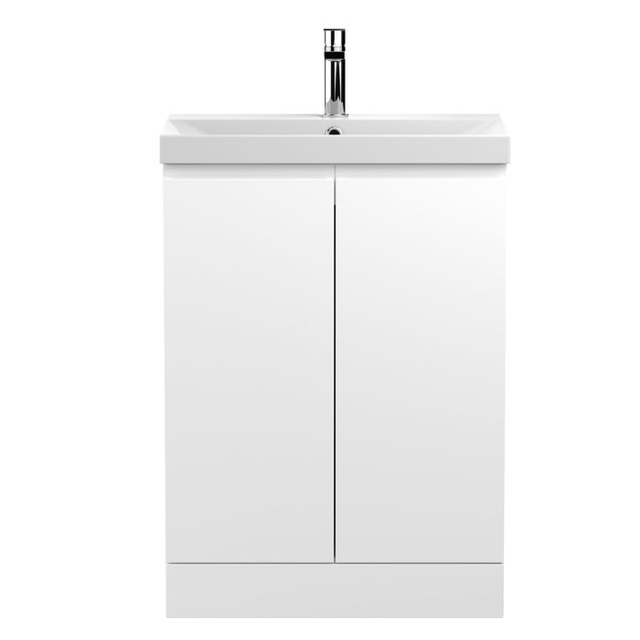 Dezine Dove 600mm Satin White Floor Standing Vanity Unit