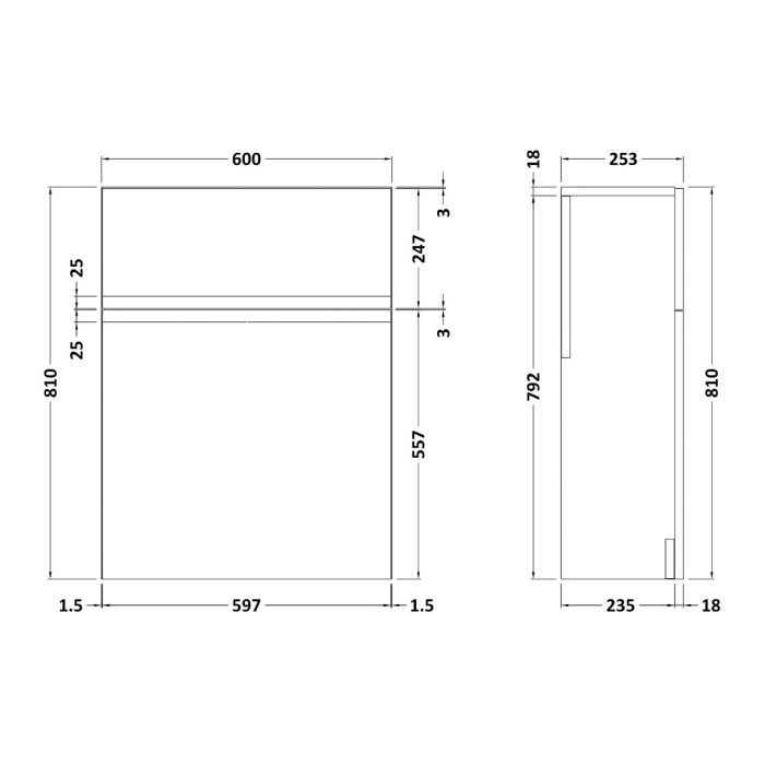 Dezine Dove 600mm Satin White WC Unit