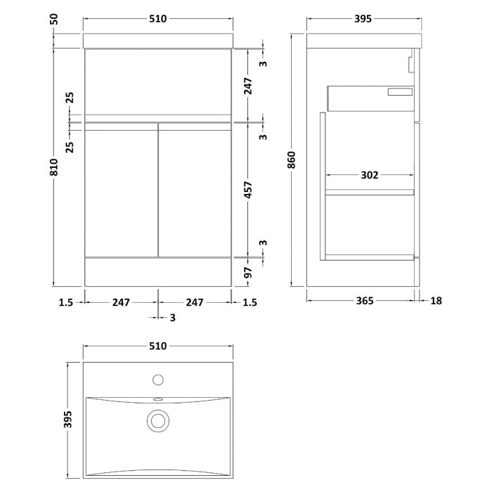 Dezine Dove 500mm Satin Grey Floor Standing Vanity Unit, with Top Drawer