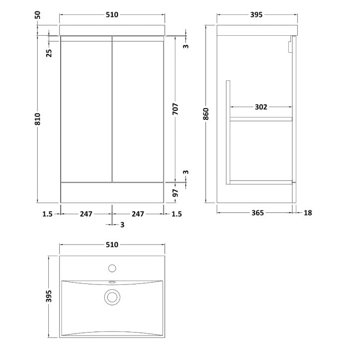 Dezine Dove 500mm Satin Grey Floor Standing Vanity Unit