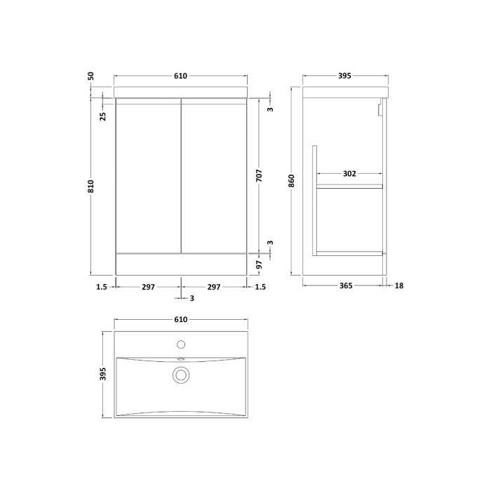 Dezine Dove 600mm Satin Grey Floor Standing Vanity Unit