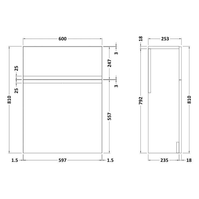 Dezine Dove 600mm Satin Grey WC Unit