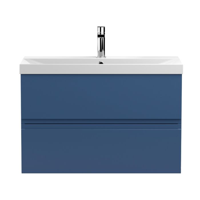 Dezine Dove 800mm Satin Blue Stort Hung Vanity Unit