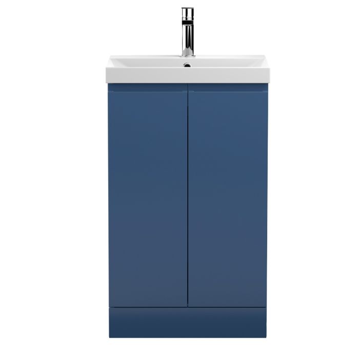 Dezine Dove 500mm Satin Blue Floor Standing Vanity Unit