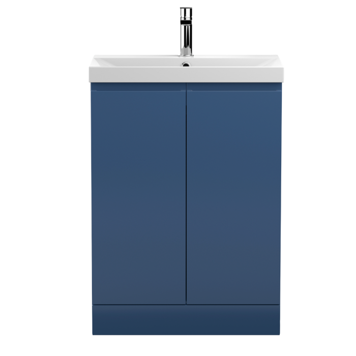 Dezine Dove 600mm Satin Blue Floor Standing Vanity Unit