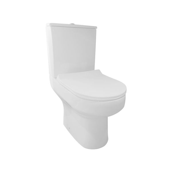 Dezine Meavy Open Backed Close Coupled Toilet with Soft Close Seat