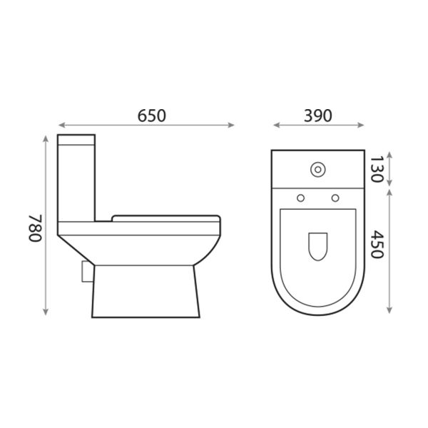 Dezine Meavy Open Backed Close Coupled Toilet with Soft Close Seat