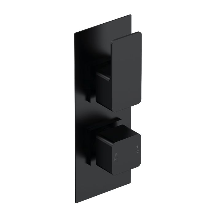 Dezine Cubo Grace Matt Black Square Concealed Twin Shower Valve with Diverter, 2 Outlet