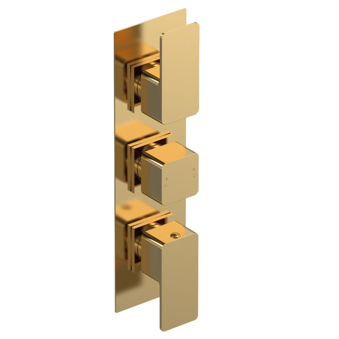 Dezine Cubo Grace Bollin Brass Square Concealed Triple Shower Valve, 2 Outlet