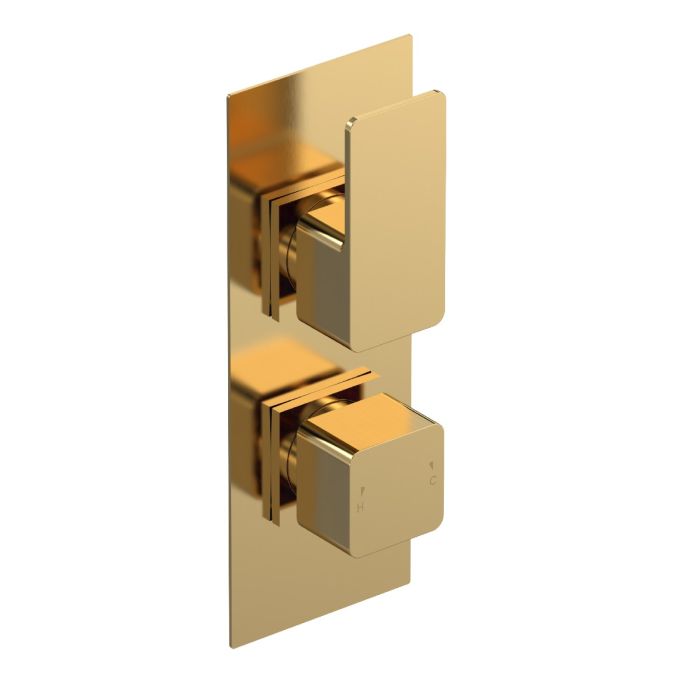 Dezine Cubo Grace Bollin Brass Square Concealed Twin Shower Valve, 1 Outlet