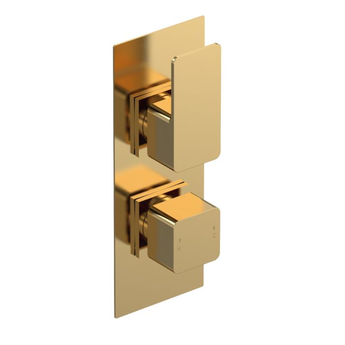 Dezine Cubo Grace Bollin Brass Square Concealed Twin Shower Valve with Diverter, 2 Outlet