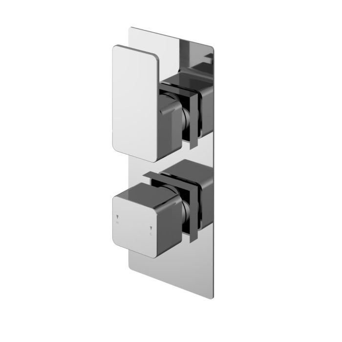 Dezine Cubo Grace Chrome Square Concealed Twin Shower Valve, 1 Outlet