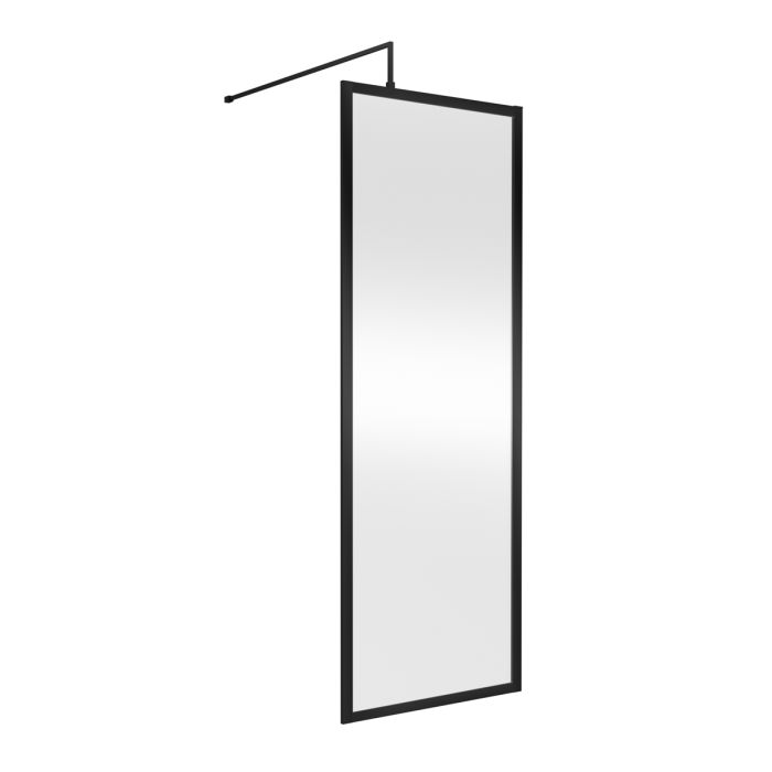 Dezine 700mm Matt Black Fully Framed 8mm Wetroom Screen - 1850mm High