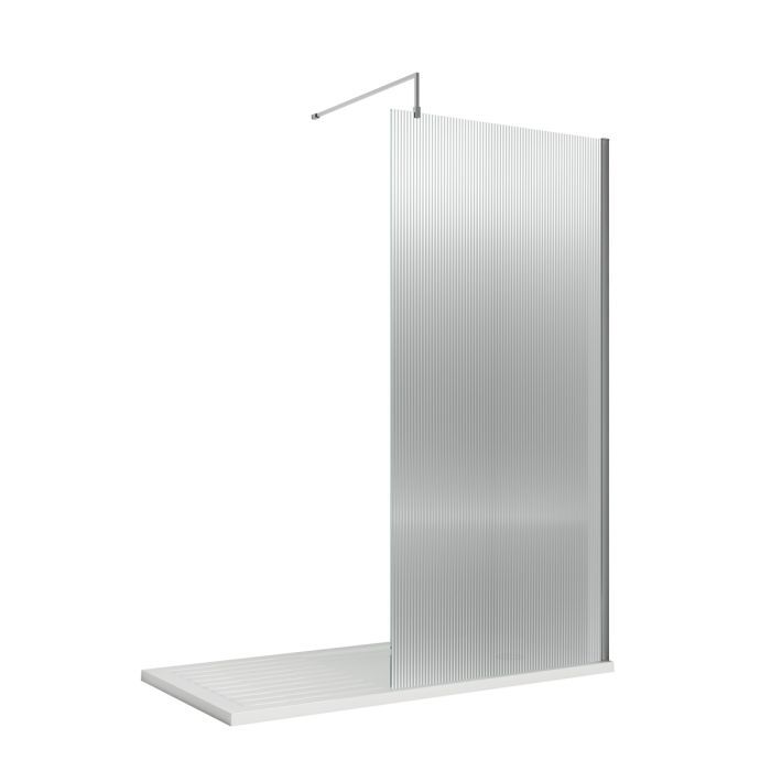 Dezine 1000mm Chrome Fluted 8mm Wetroom Screen - 1850mm High